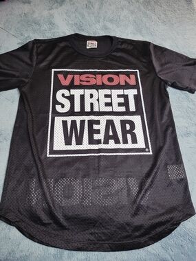 VTG 80s 90s Vision Street Wear Mesh Jersey Shirt Made in USA OG Box Logo M